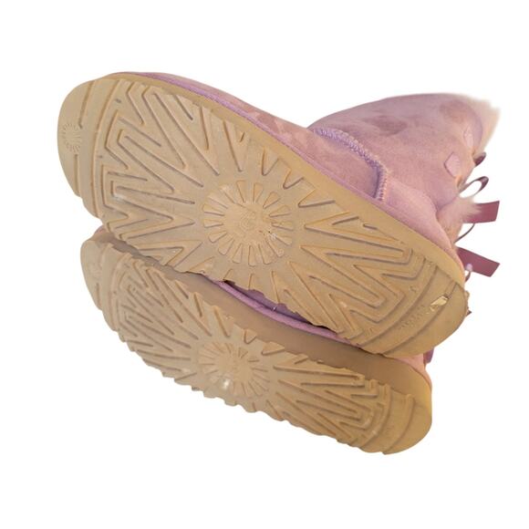 UGG Women’s Size 5 Mini Bailey Bow II Elderberry Comfort Boots Sheep Skin - Picture 10 of 14